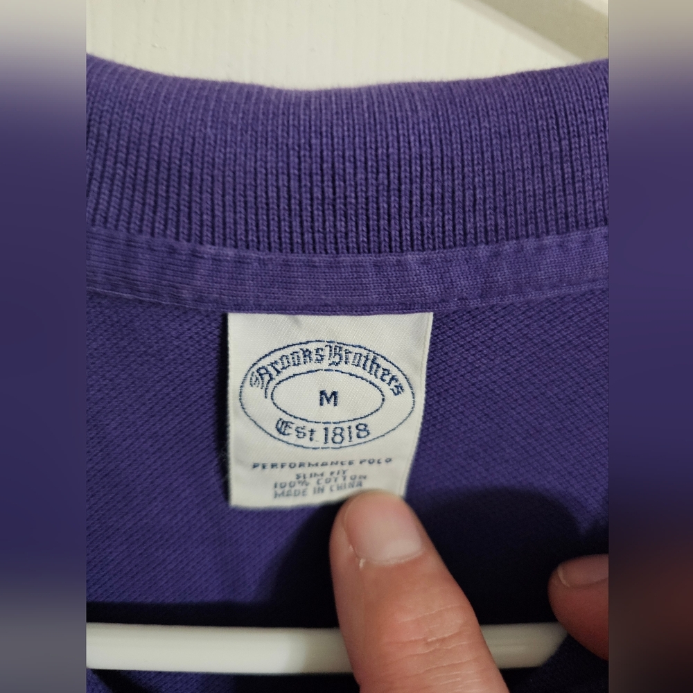 Brooks Brothers Men Medium Purple Polo Shirt Cotton Slim Fit Preppy Classic Golf - Picture 3 of 6